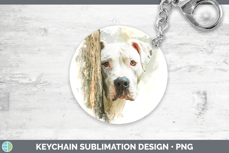 Dogo Argentino Dogs 05 Tree Peek Keychain Sublimation Design