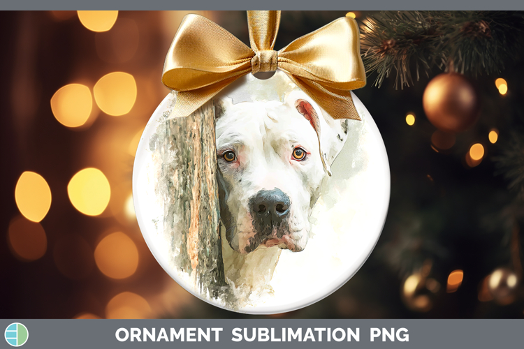 Dogo Argentino Dogs 05 Tree Peek Ornament Sublimation Design