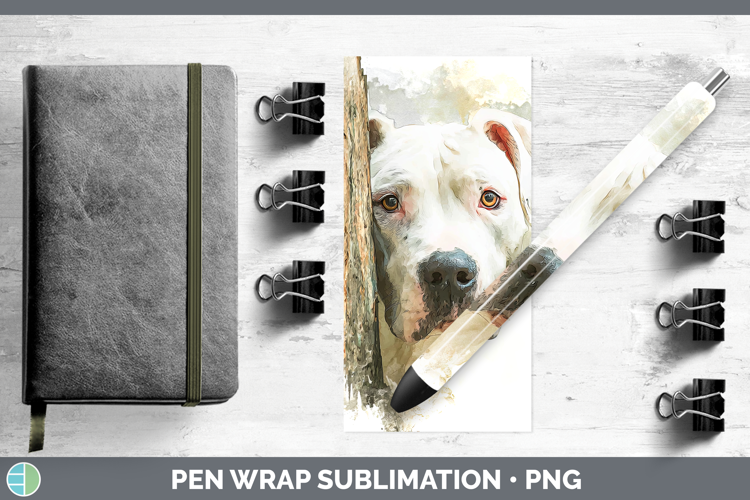 Dogo Argentino Dogs 05 Tree Peek Pen Wrap Sublimation Design