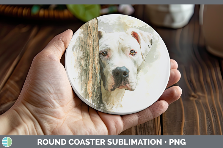 Dogo Argentino Dogs 05 Tree Peek Round Coaster Sublimation D