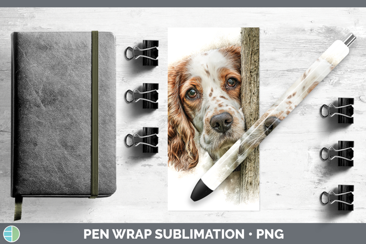 English Cocker Spaniel Dogs 05 Tree Peek Pen Wrap Sublimatio