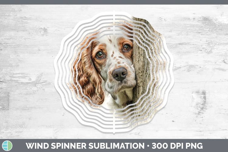 English Cocker Spaniel Dogs 05 Tree Peek Wind Spinner Sublim