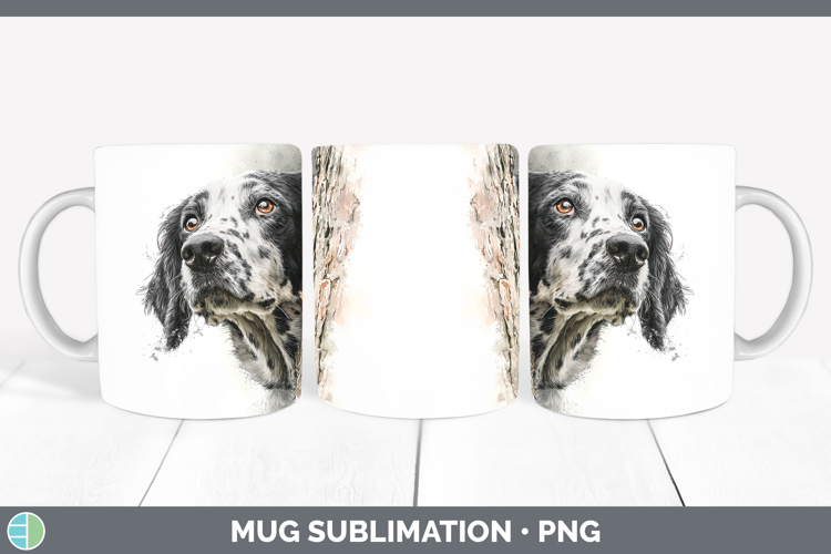 English Setter Black and White Dogs 05 Tree Peek Mug Wrap Su
