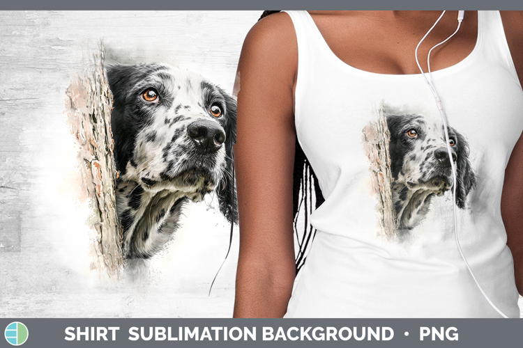 English Setter Black and White Dogs 05 Tree Peek Shirt Subli