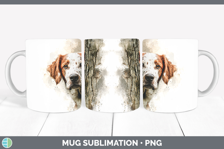 English Setter Red and White Dogs 05 Tree Peek Mug Wrap Subl