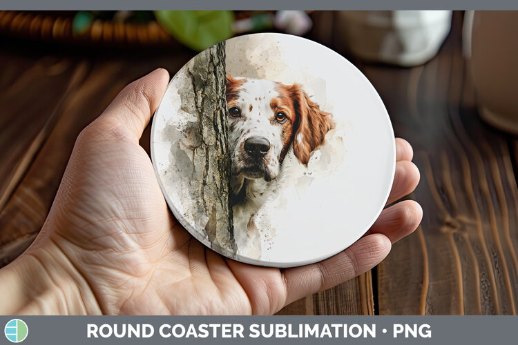 GorgeousDogs 05 Tree Peek Round Coaster design.