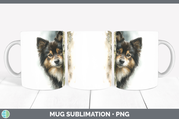 Finnish Lapphund Dogs 05 Tree Peek Mug Wrap Sublimation Desi