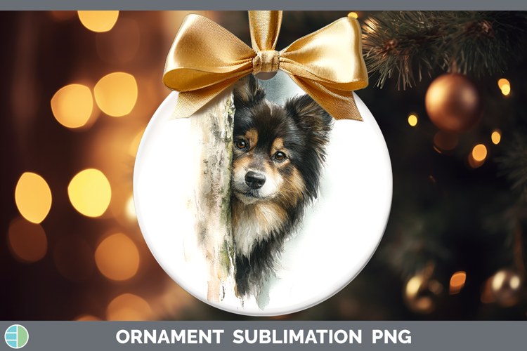 Finnish Lapphund Dogs 05 Tree Peek Ornament Sublimation Desi
