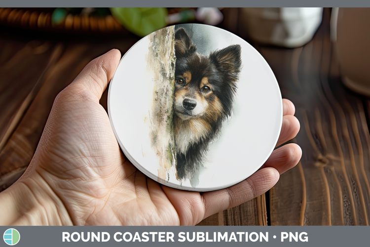 Finnish Lapphund Dogs 05 Tree Peek Round Coaster Sublimation