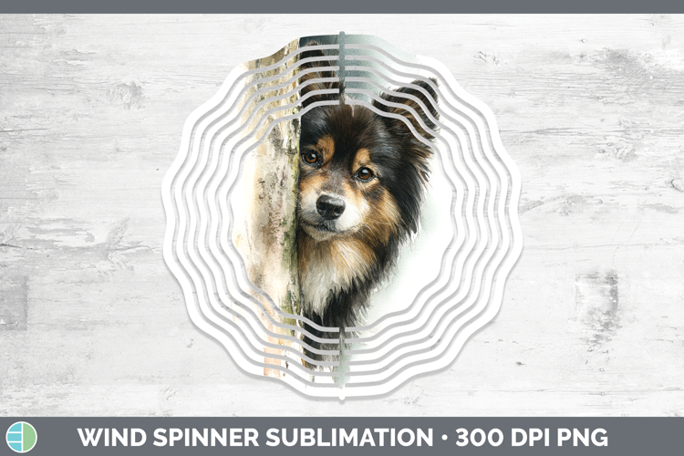 Finnish Lapphund Dogs 05 Tree Peek Wind Spinner Sublimation