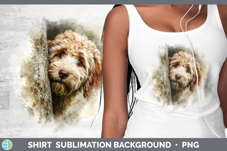 Labradoodle Dogs 05 Tree Peek Shirt Sublimation Design