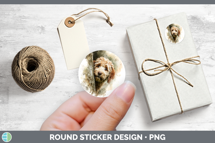 Labradoodle Dogs 05 Tree Peek Stickers Design