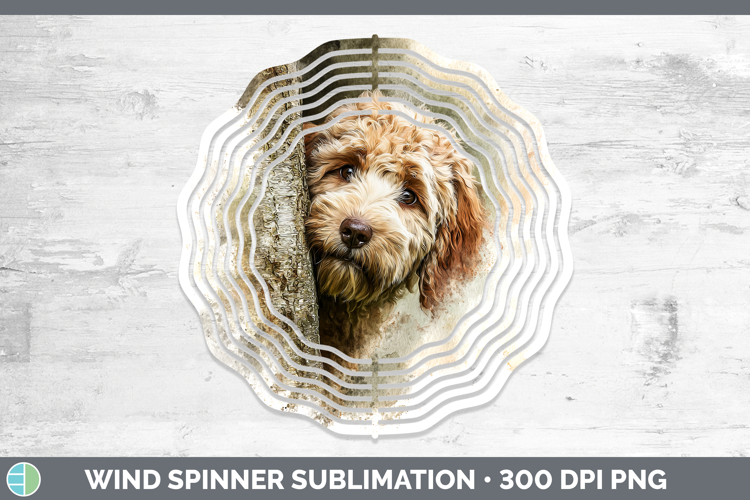 Labradoodle Dogs 05 Tree Peek Wind Spinner Sublimation Desig