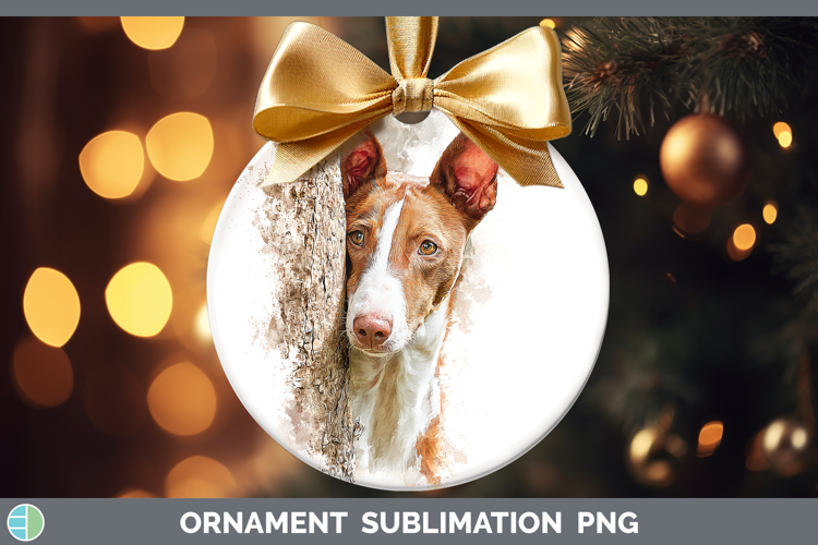 Podenco Canario Dogs 05 Tree Peek Ornament Sublimation Desig