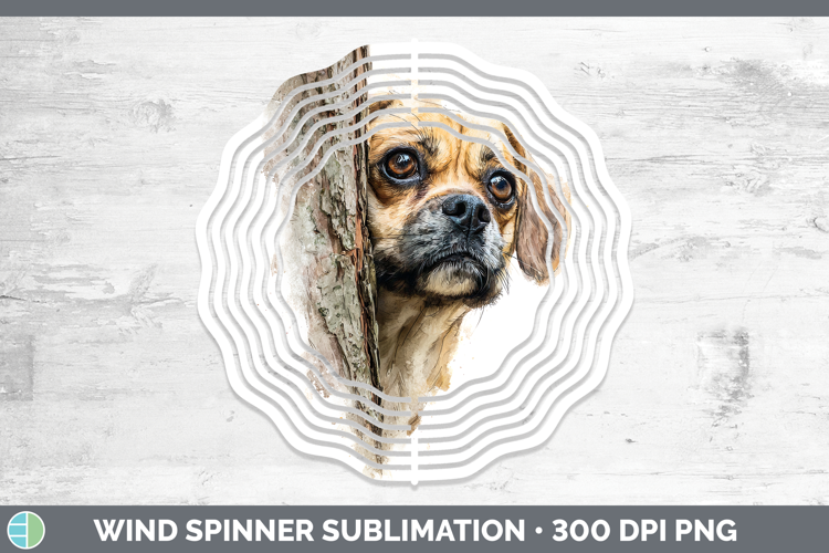 Puggle Dogs 05 Tree Peek Wind Spinner Sublimation Design