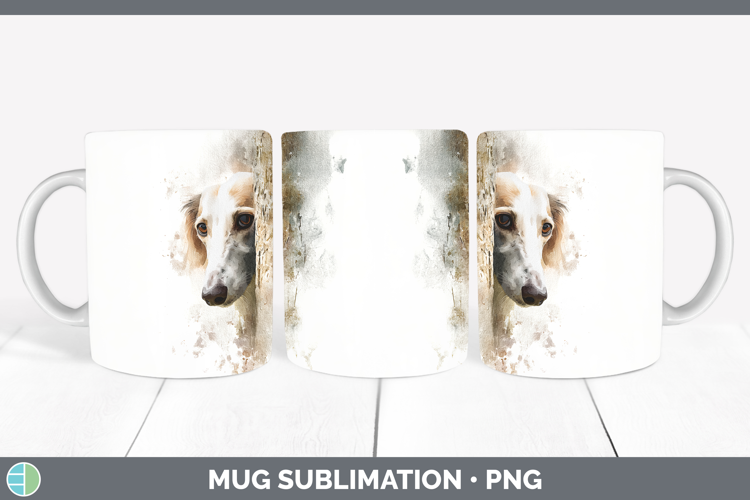 Saluki Dogs 05 Tree Peek Mug Wrap Sublimation Design