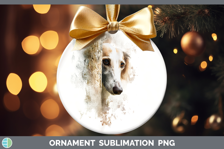 Saluki Dogs 05 Tree Peek Ornament Sublimation Design