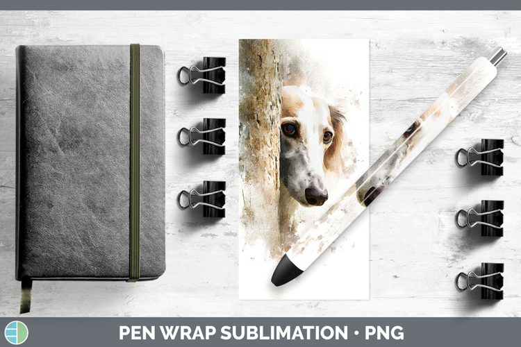 Saluki Dogs 05 Tree Peek Pen Wrap Sublimation Design