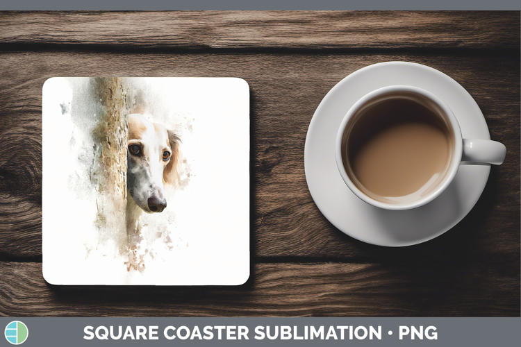 Saluki Dogs 05 Tree Peek Square Coaster Sublimation Design