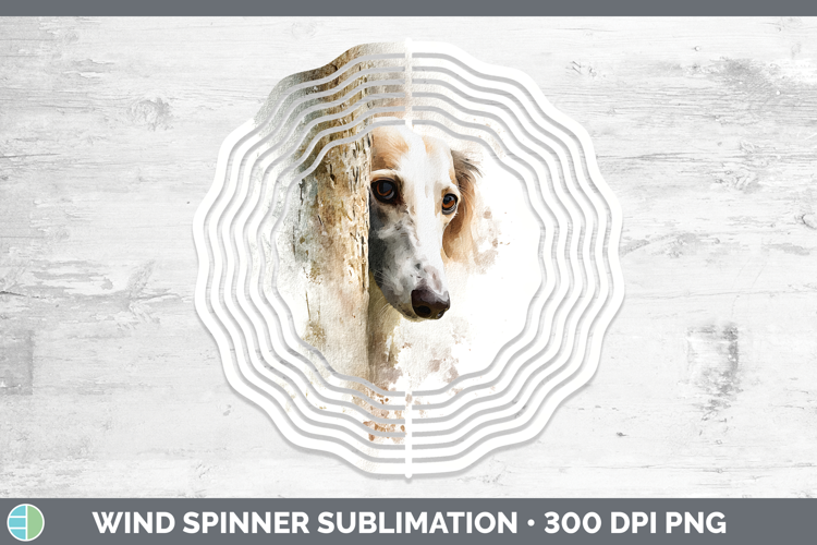 Saluki Dogs 05 Tree Peek Wind Spinner Sublimation Design