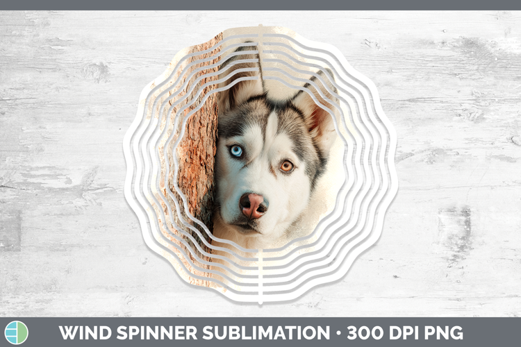 Siberian Husky Dogs 05 Tree Peek Wind Spinner Sublimation De