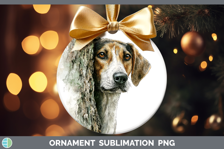 Warren Hound Dogs 05 Tree Peek Ornament Sublimation Design