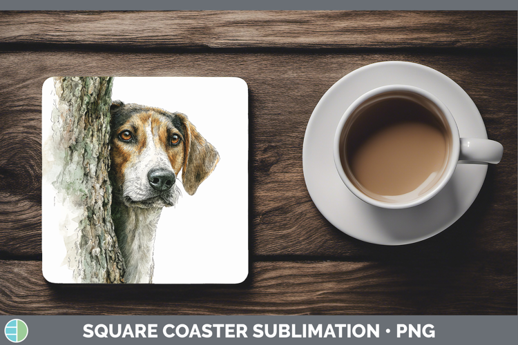 Warren Hound Dogs 05 Tree Peek Square Coaster Sublimation De