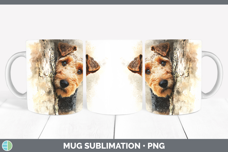 Welsh Terrier Dogs 05 Tree Peek Mug Wrap Sublimation Design