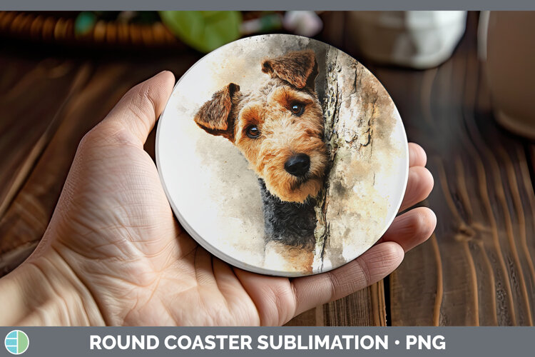 GorgeousDogs 05 Tree Peek Round Coaster design.