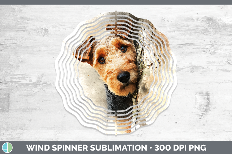 Welsh Terrier Dogs 05 Tree Peek Wind Spinner Sublimation Des