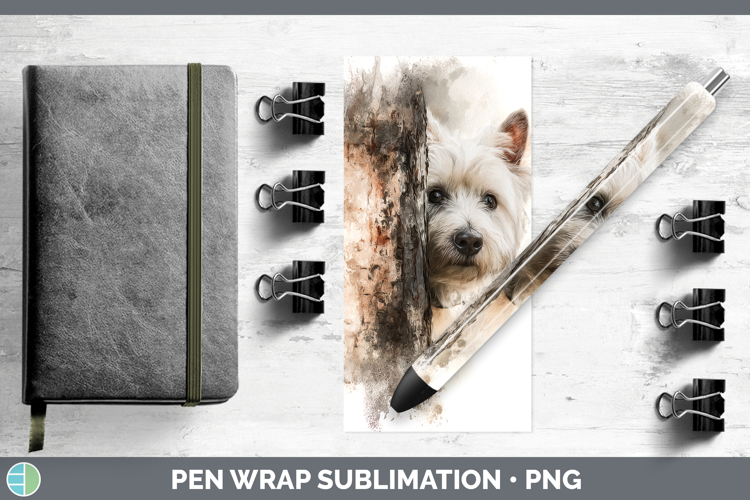 White Highland Terrier Dogs 05 Tree Peek Pen Wrap Sublimatio