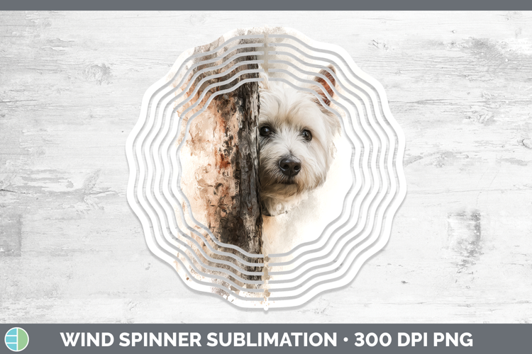 White Highland Terrier Dogs 05 Tree Peek Wind Spinner Sublim