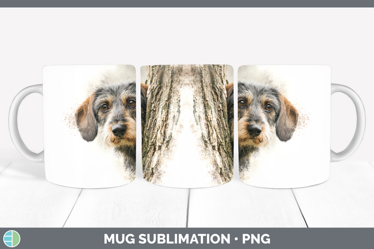 Wire Haired Dachshund Dogs 05 Tree Peek Mug Wrap Sublimation