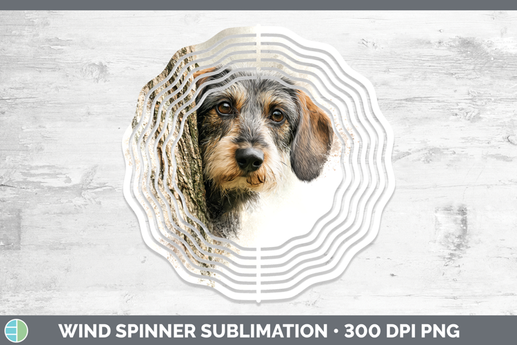 Wire Haired Dachshund Dogs 05 Tree Peek Wind Spinner Sublima
