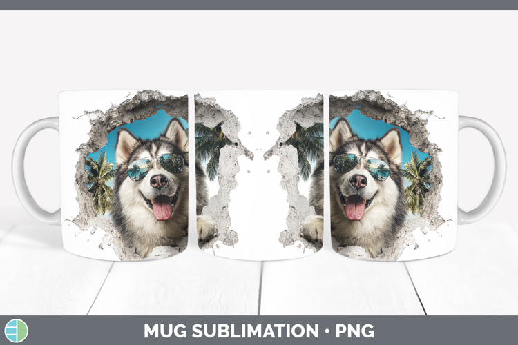 GorgeousDogs 3D Palm Tree Hole in he Wall Mug Wrap design.