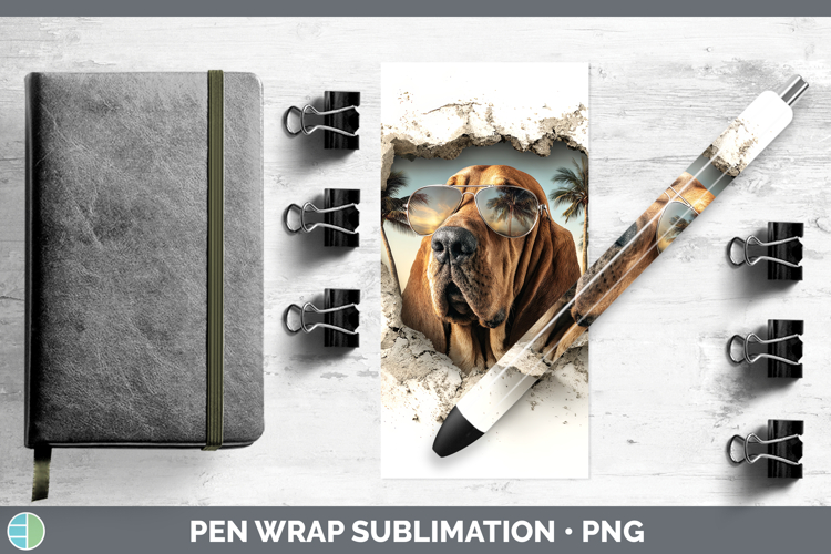 Dogs 3D Palm Tree Hole in he Wall Bloodhound Pen Wrap Sublim