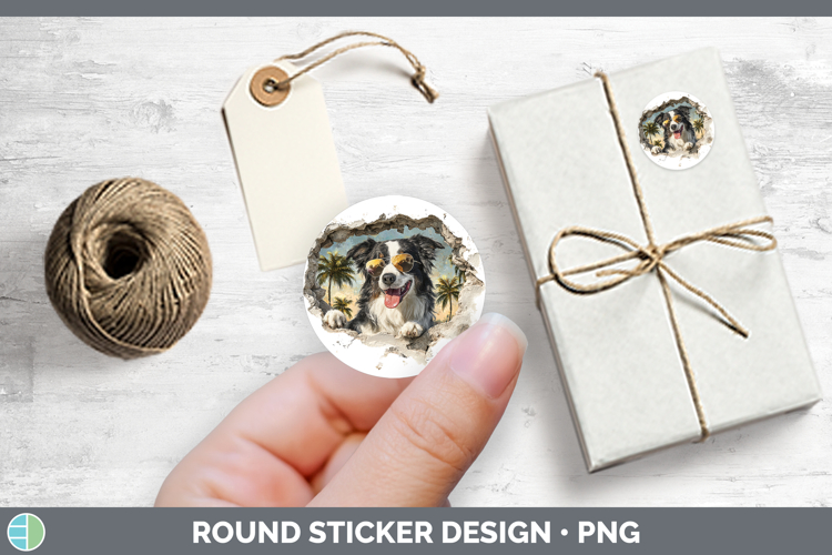 Dogs 3D Palm Tree Hole in he Wall Border Collie Stickers | R