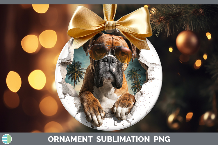 Dogs 3D Palm Tree Hole in he Wall Boxer Ornament Sublimation