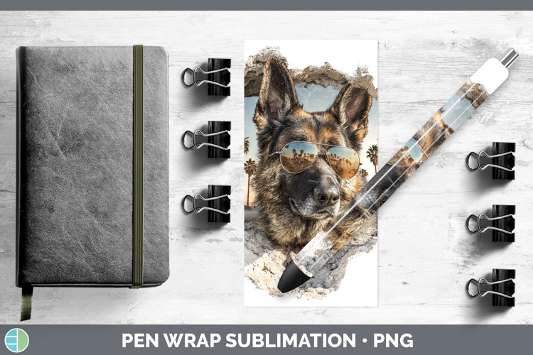 Dogs 3D Palm Tree Hole in he Wall German Shepherd Pen Wrap S
