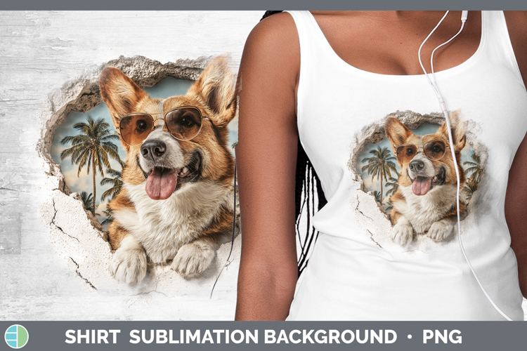 Dogs 3D Palm Tree Hole in he Wall Pembrook Corgi Shirt Subli