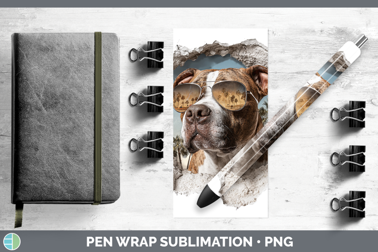 Dogs 3D Palm Tree Hole in he Wall Pit Bull Pen Wrap Sublimat