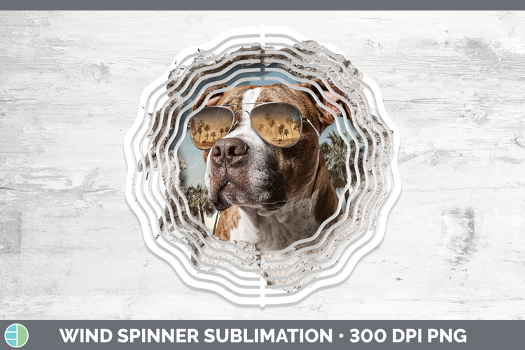 Dogs 3D Palm Tree Hole in he Wall Pit Bull Wind Spinner Subl