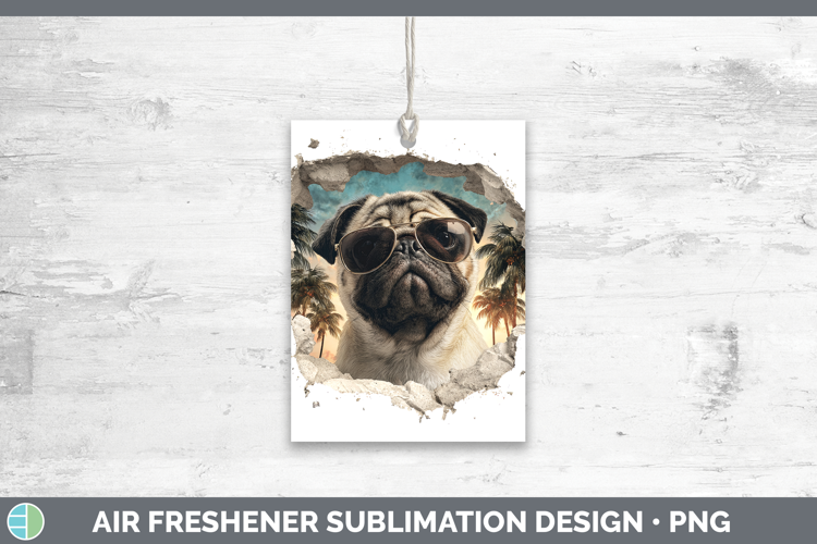 Dogs 3D Palm Tree Hole in he Wall Pug Air Freshener Sublimat