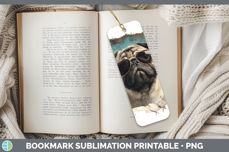 Dogs 3D Palm Tree Hole in he Wall Pug Bookmark Sublimation P