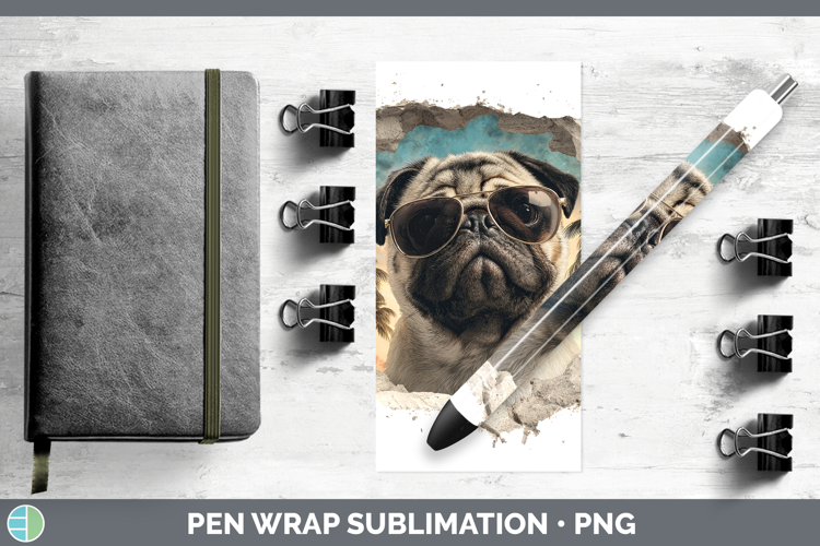 Dogs 3D Palm Tree Hole in he Wall Pug Pen Wrap Sublimation P