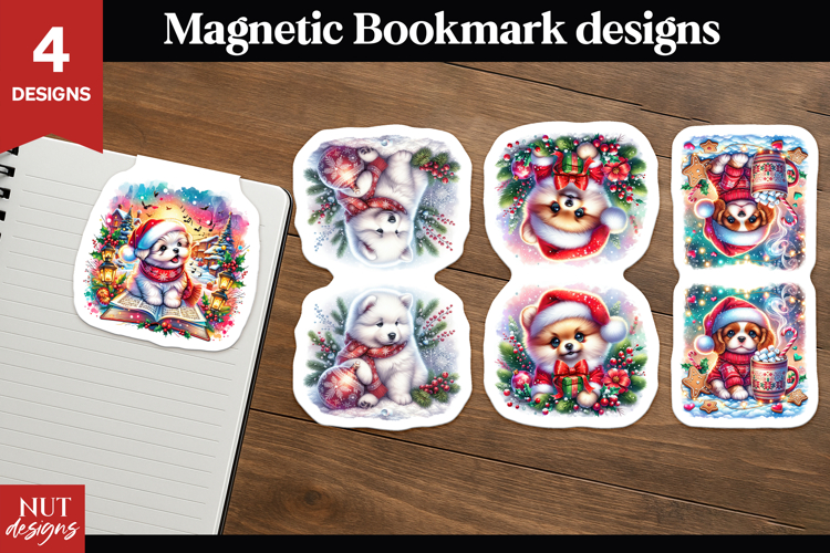 Christmas Magnetic Bookmarks Christmas dog Puppy