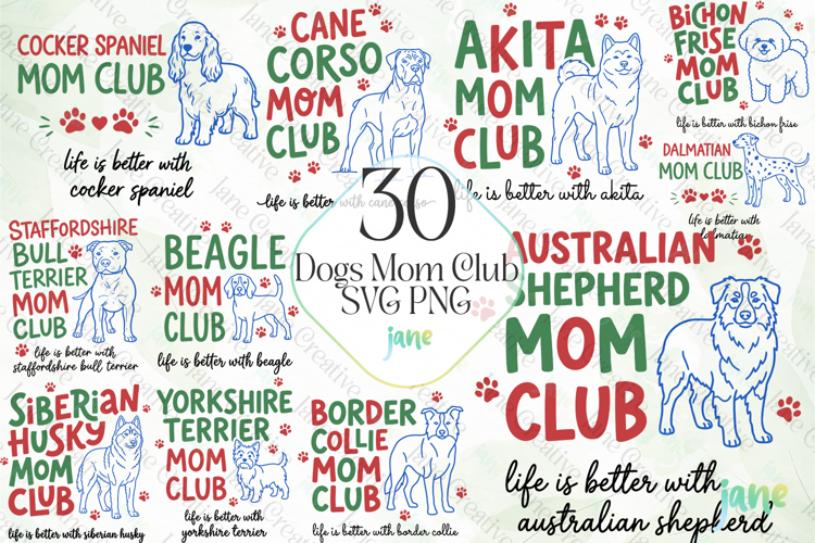 Dogs Mom Club SVG PNG Bundle