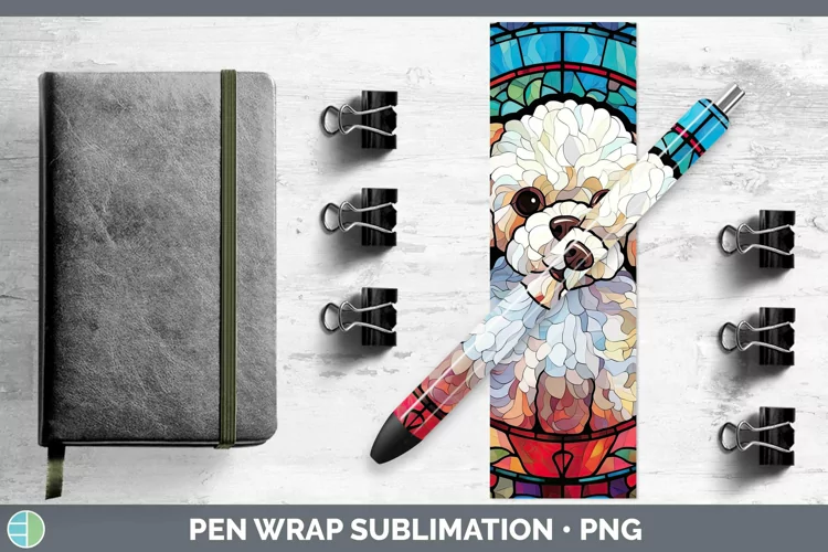 Dogs Stained Glass Bichon Frise Pen Wrap Sublimation Epoxy P