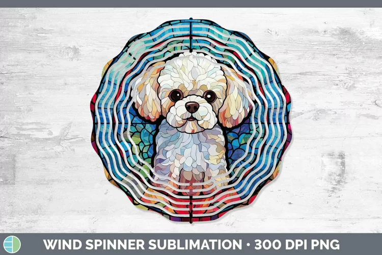 Dogs Stained Glass Bichon Frise Wind Spinner Sublimation Spi