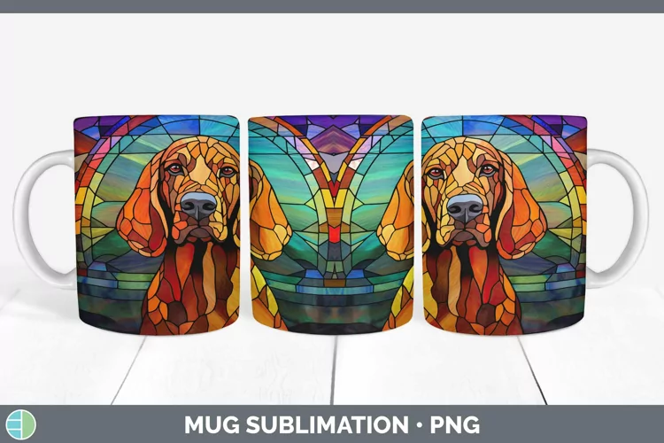 Dogs Stained Glass Bloodhound Mug Wrap Sublimation Coffee Cu